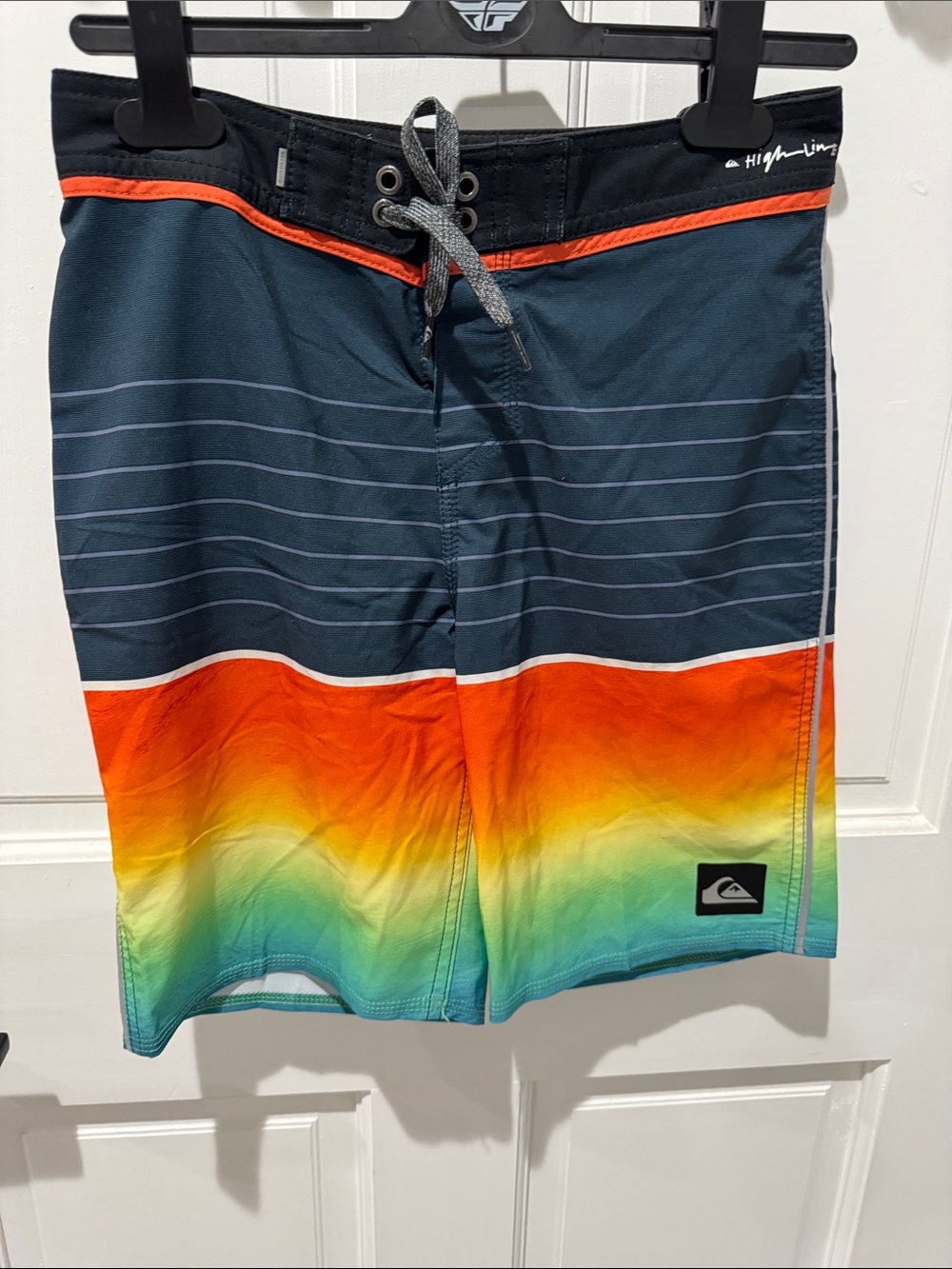 Quiksilver Navy Boardshorts with Rainbow Gradient